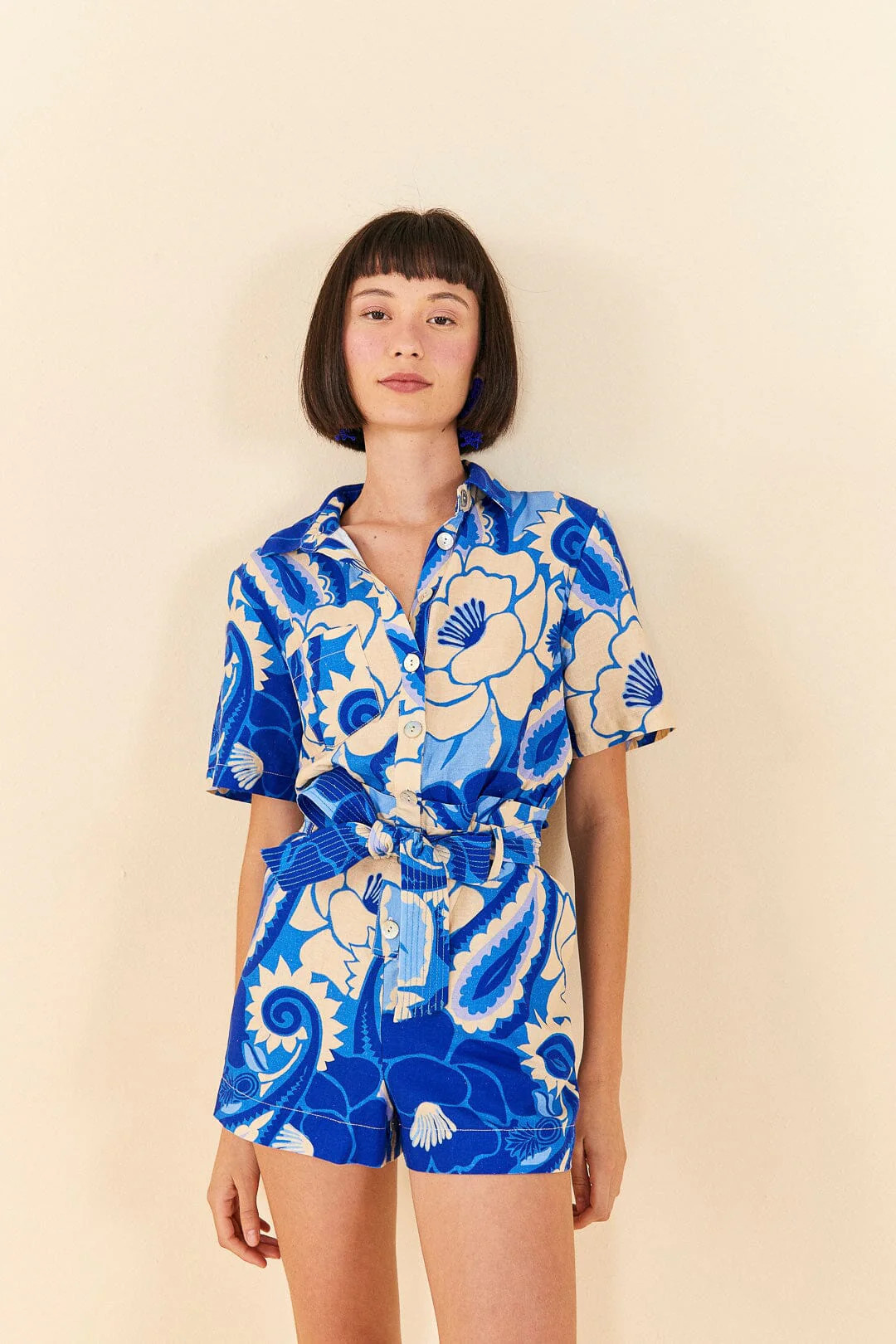 blue tropical groove romper | FarmRio (US)