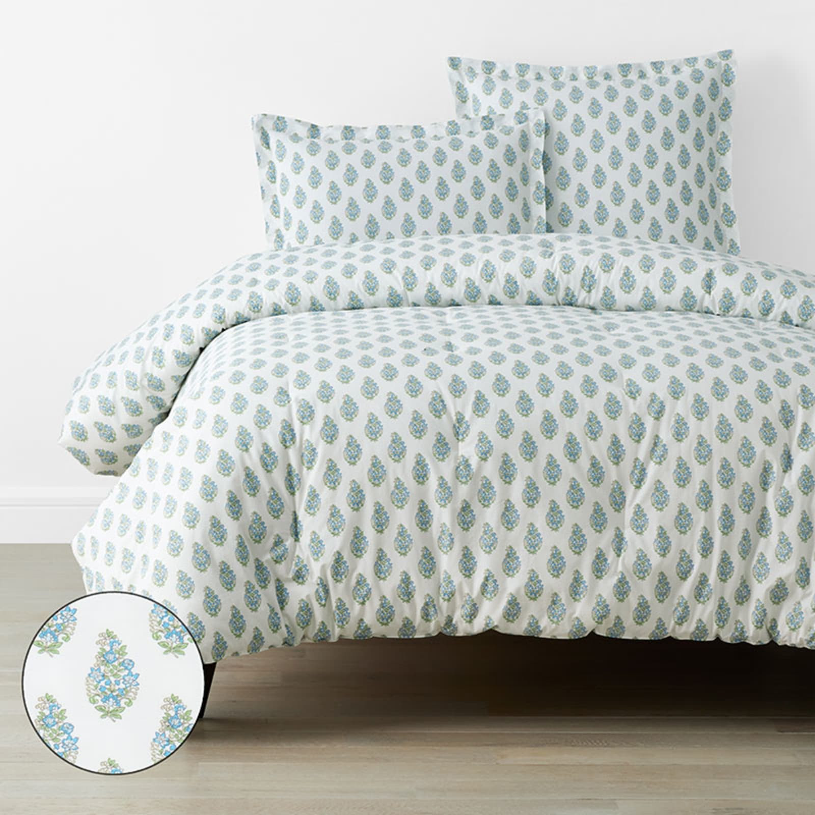 Vandana Floral Classic Cool Percale Comforter - White Multi, Queen | The Company Store