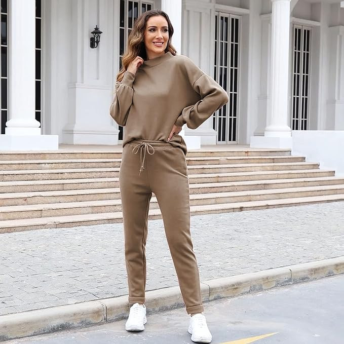 Fixmatti Women's 2 Piece Outfits Long Sleeve Pullover Sweatshirt Jogger Pants Sweatsuit | Amazon (US)