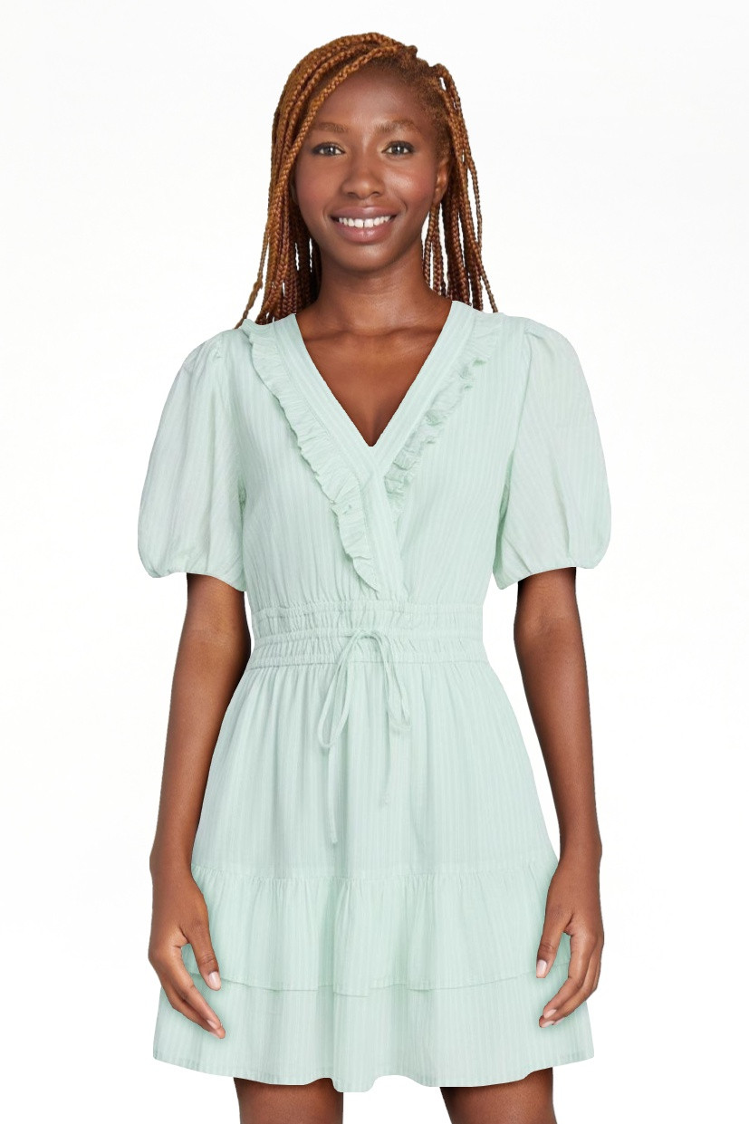 Free Assembly Women's Tiered Ruffle Mini Dress with Short Puff Sleeves, Sizes XS-XXL | Walmart (US)