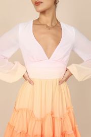 Choux Long Sleeve Tiered Mini Dress - Orange Gradient | Petal & Pup (US)