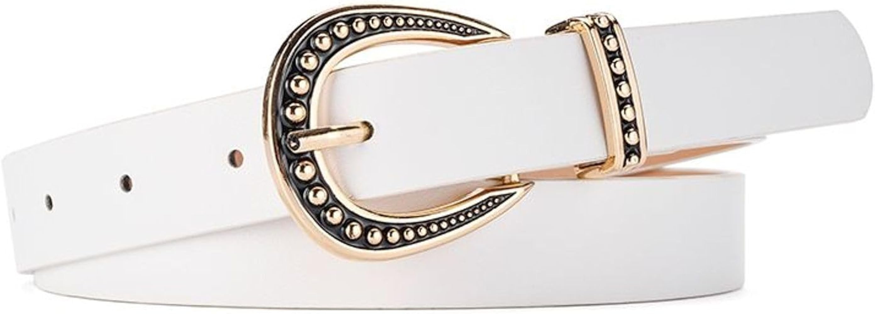 Women's Faux Leather Belt Metal Belt For Dress Fashion Buckle D Ring Metal Buckle Summer Medium D... | Amazon (US)