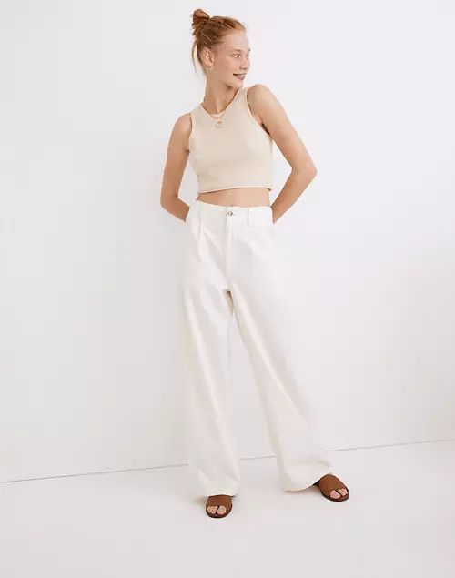 Cotton-Linen Pleated Wide-Leg Pants | Madewell
