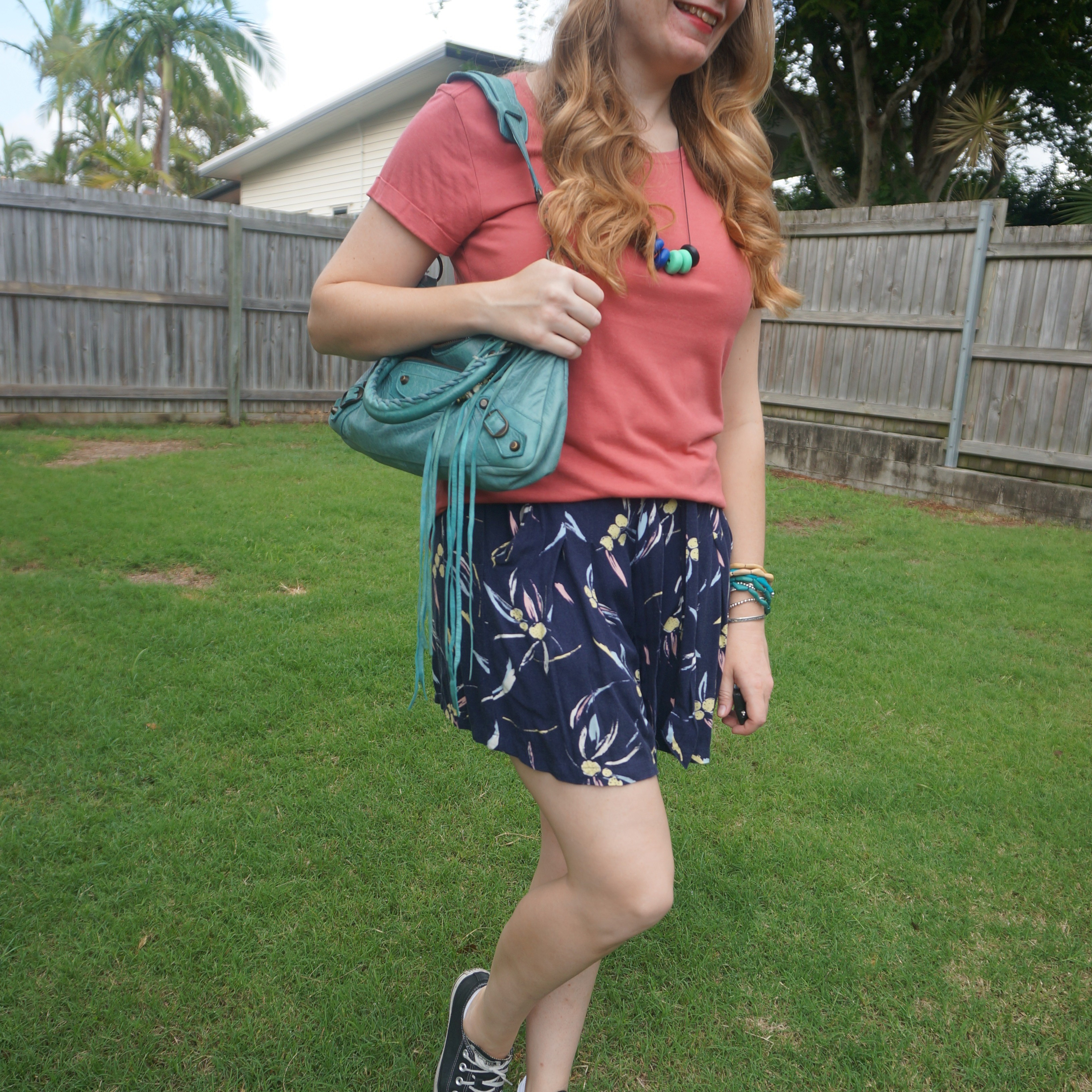 Red crew tee with Kmart navy printed culotte shorts, Converse and Balenciaga first bag ❤️💙

#LTKaustralia #LTKsummer #LTKbag