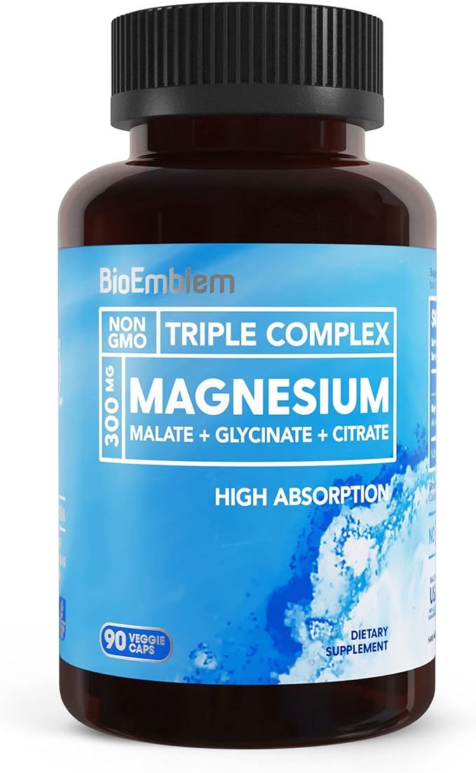 BioEmblem Triple Magnesium Complex | 300mg of Magnesium Glycinate, Malate, & Citrate for Muscles,... | Amazon (US)