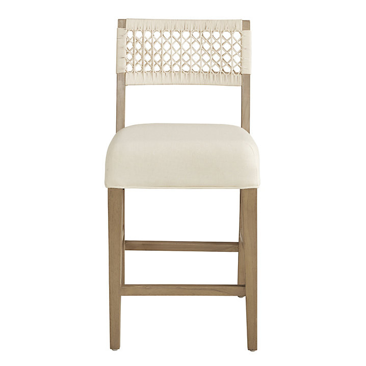 Kallie Upholstered Counter Stool with Woven Back | Ballard Designs, Inc.