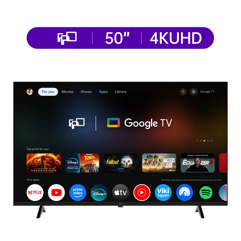 FPD 50-inch 4K UHD HDR10+ Smart TV with Google TV - Voice Control,Dolby Vision, Dolby Atmos, Ultr... | Walmart (US)