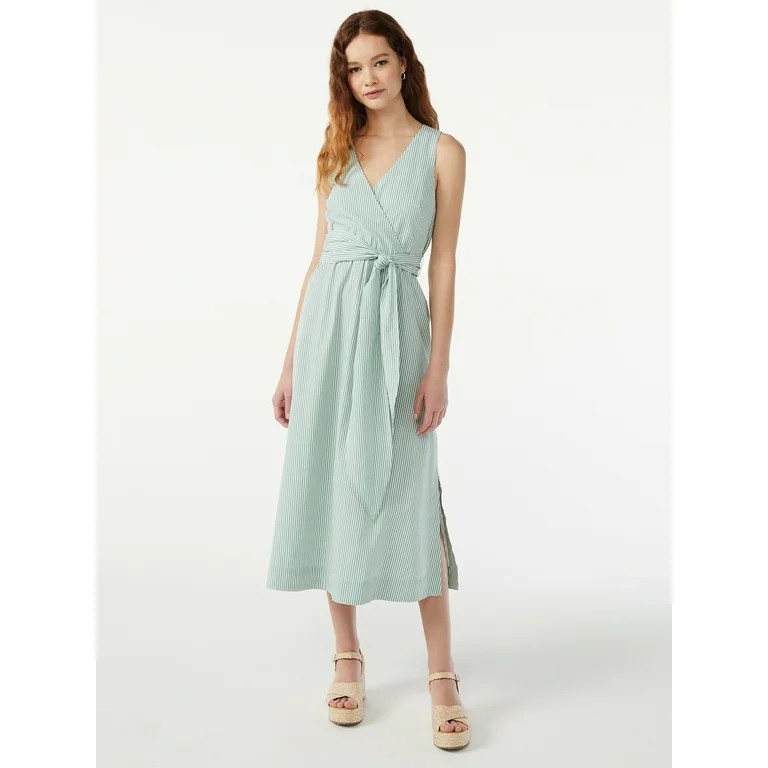 Free Assembly Women's Sleeveless Faux Wrap Dress | Walmart (US)
