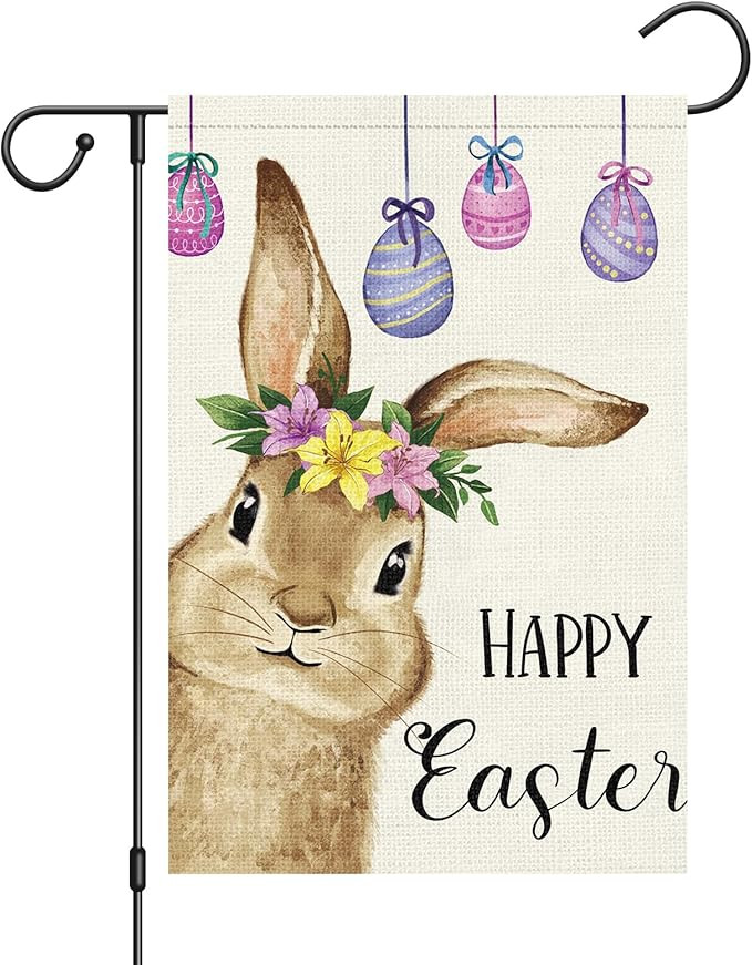 Louise Maelys Easter Bunny Garden Flag 12x18 Double Sided Burlap, Small Vertical Easter Egg Rabit... | Amazon (US)
