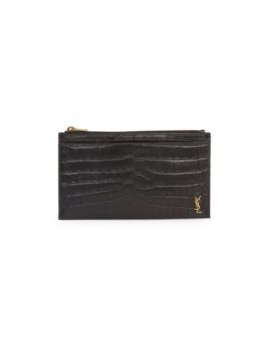 Croc-Embossed Leather Zip Pouch | Saks Fifth Avenue