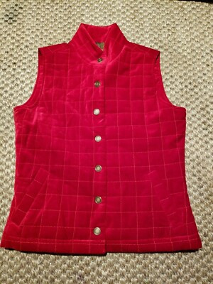 Territory Ahead Women quilted velvet Vest christmas red snap button small  | eBay | eBay US