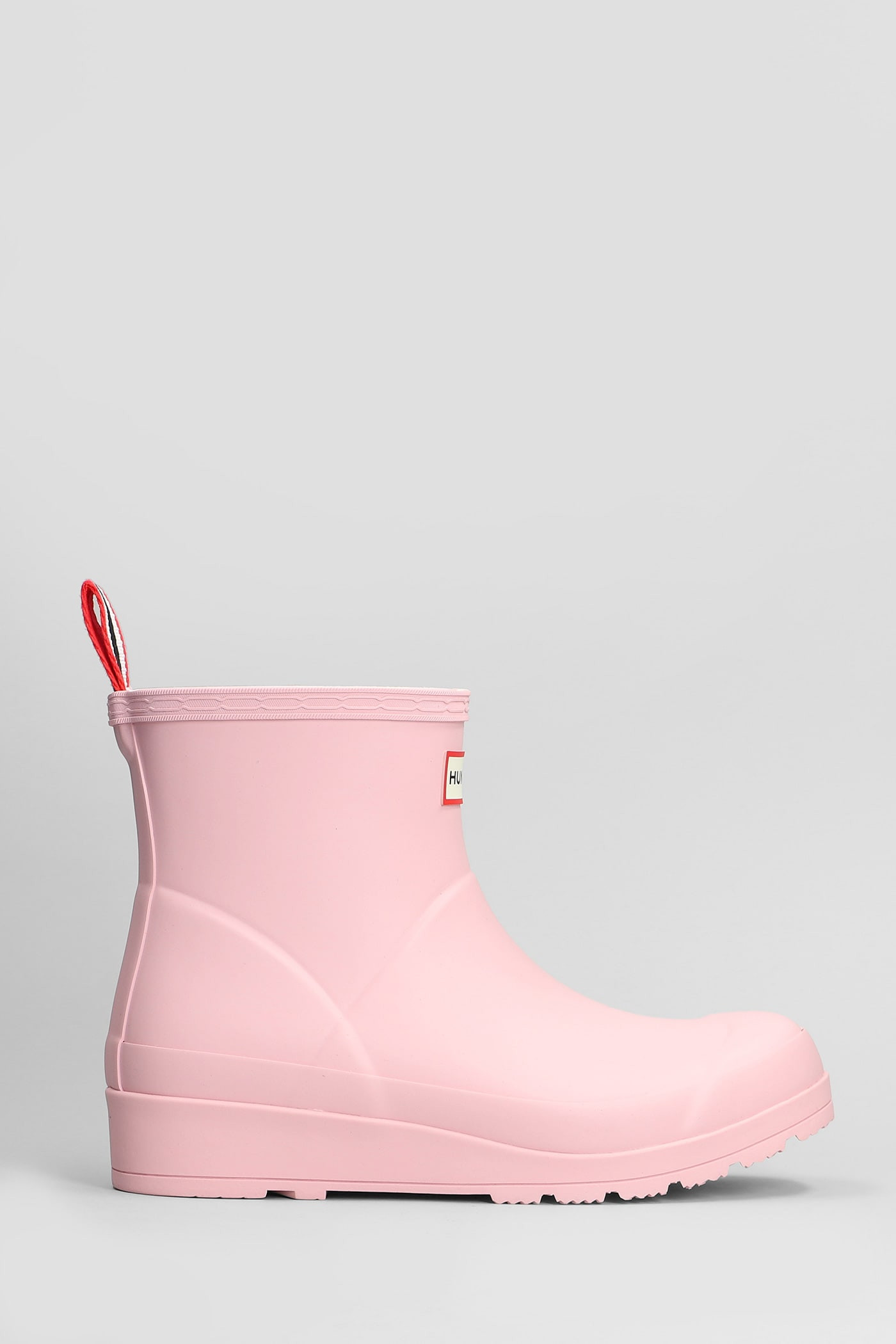 Hunter Play Boot Short Low Heels Ankle Boots In Rose-pink Rubber/plasic | Italist.com US