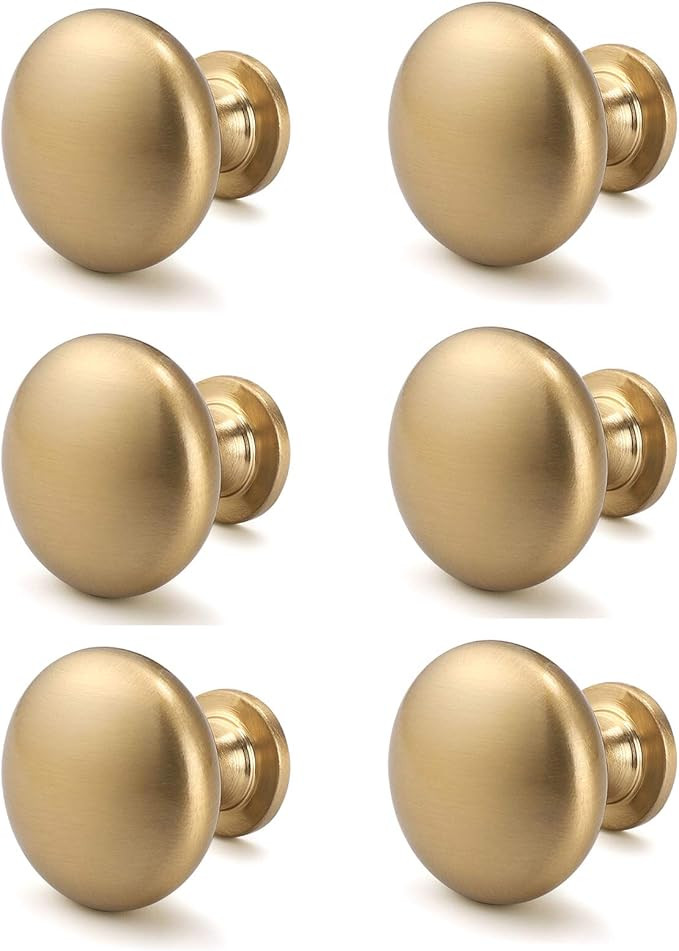 6 Pack Solid Cabinet Knob Warm Gold Kitchen Drawer Knob Champagne Bronze,Euro Style Dresser Knob ... | Amazon (US)