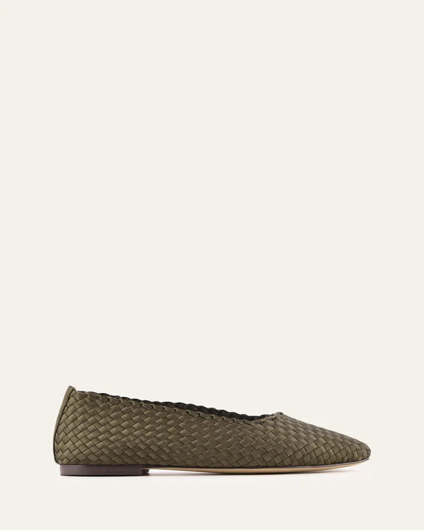 VIVIENNE CASUAL FLATS DARK OLIVE SATIN | Jo Mercer (AU)