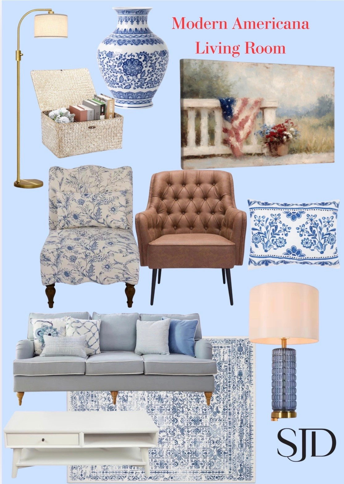 Celebrate America’s 250th anniversary with timeless interiors inspired by classic American design. Explore sophisticated blue and white accents, warm woods, rich leathers, brass details, and designer-approved pieces that create a beautiful Americana look year-round. #usa250 #Americana #livingroom #homeinterior

#LTKHome #LTKstorytime #LTKSeasonal