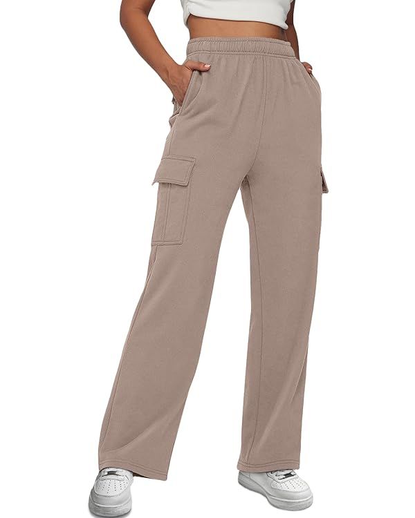 AUTOMET Womens Cargo Sweatpants Casual Baggy Fleece High Waisted Joggers Pants | Amazon (US)