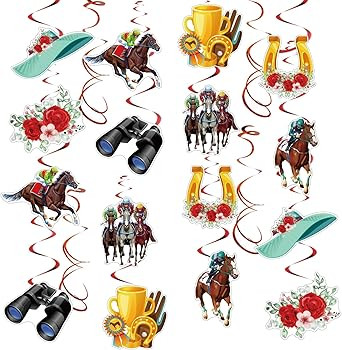 32Pcs Kentucky Party Derby Day Hanging Decorations, Derby Garland Banner for Racing Theme Birthda... | Amazon (US)