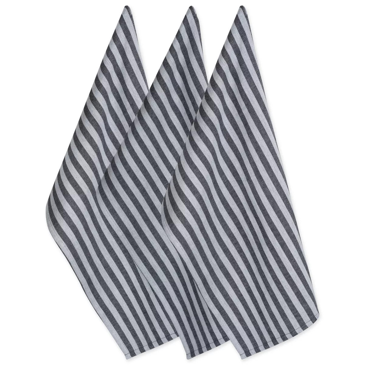 Design Imports  Stripe Basic Dishtowel Set 3 Piece, Black & White, 18X28" | Target