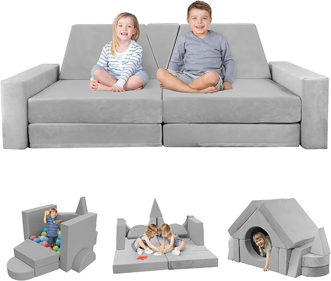 YEFU 15pcs Modular Kids Play Couch, Kids Couch for Toddler & Children, Toddler couches, Kid Couch... | Amazon (US)