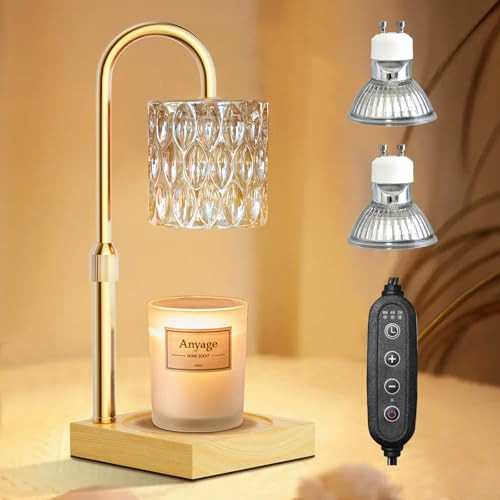 Candle Warmer Lamp with Timer and Dimmer, House Warming Gifts New Home Decor, Adjustable Height with 2 Bulbs(Amber) | Amazon (US)