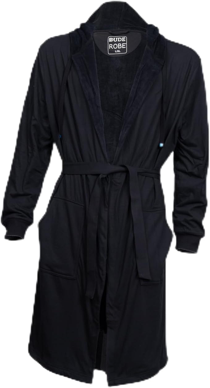 DudeRobe Men’s Hooded Bathrobe with Pockets, From Shark Tank, Soft, Comfy & Absorbent Cotton Ro... | Amazon (US)
