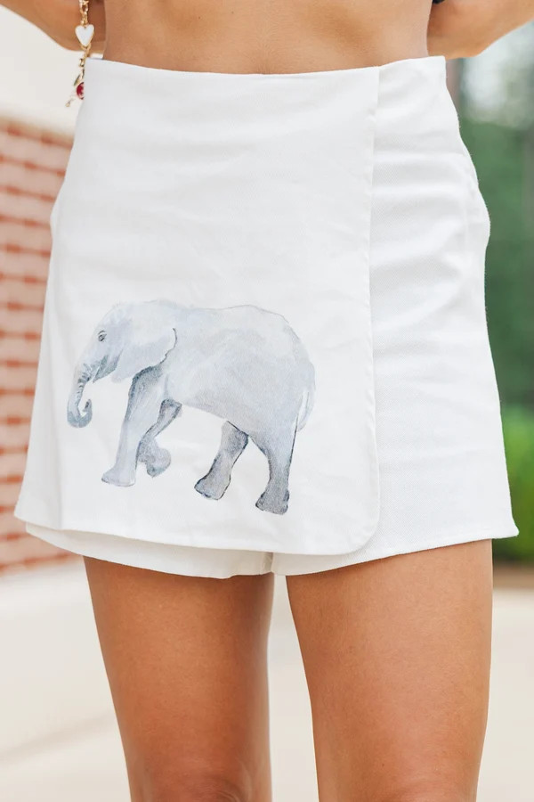 The Right Move White Elephant Wrap Skort | The Mint Julep Boutique