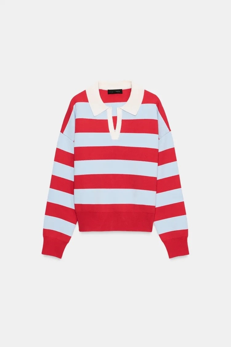 ZARA FIND: red and blue stripe rugby polo