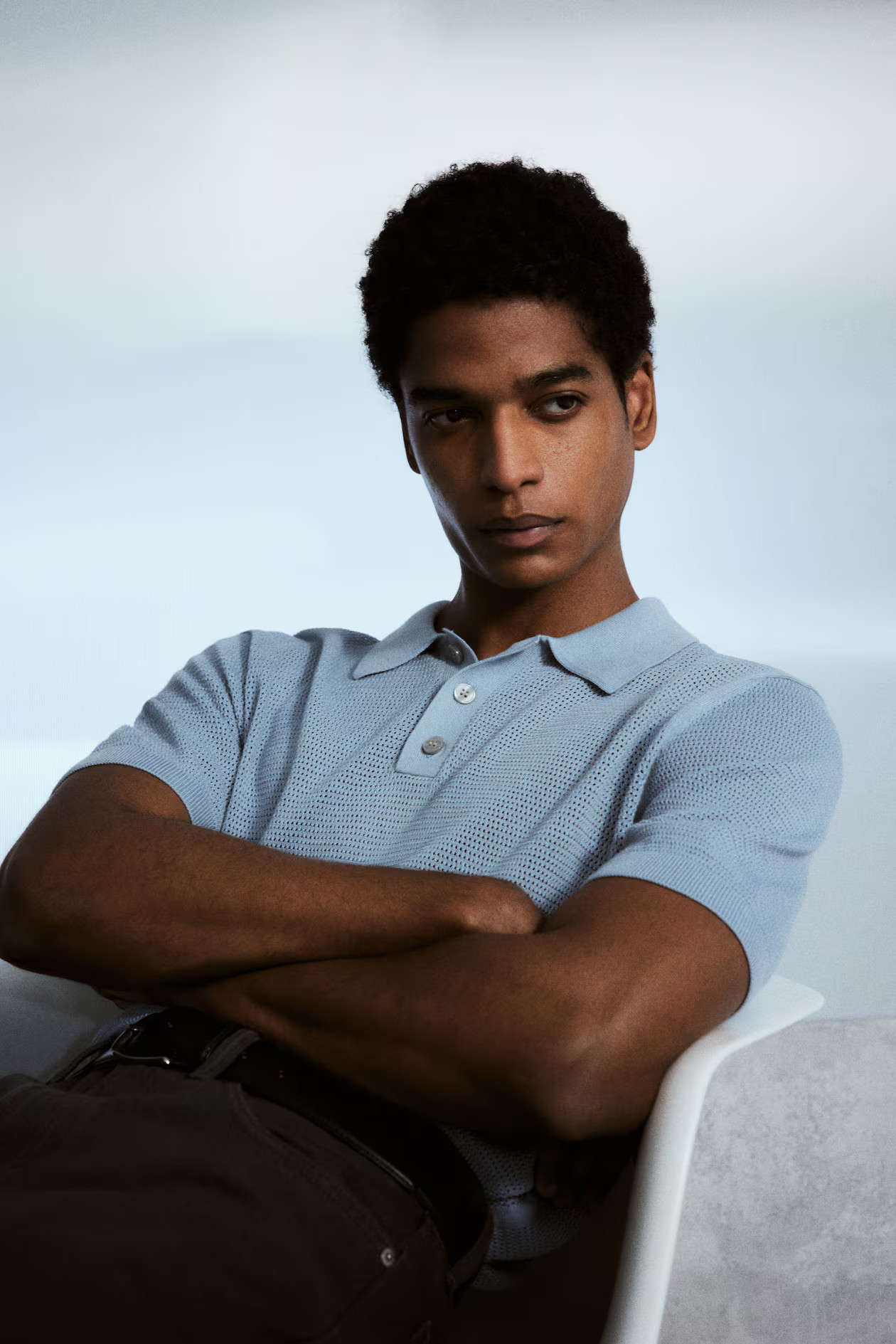 Poloshirt in Ajourstrick Regular Fit - Hellblau - Men | H&M DE | H&M (DE, AT, CH, NL, FI)