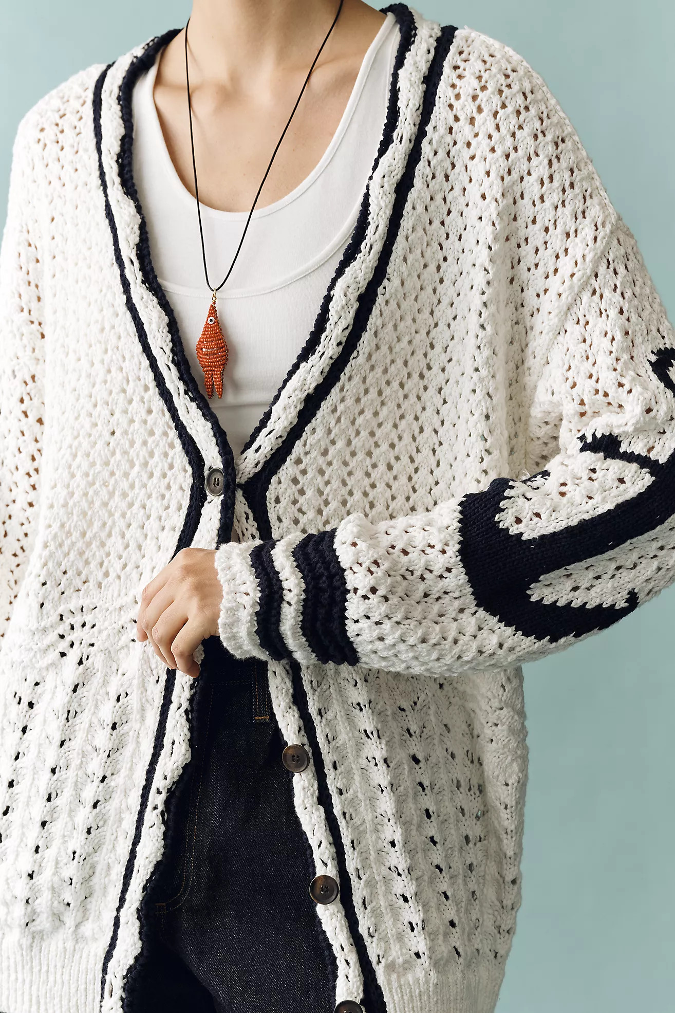 Maeve Open-Stitch Anchor Cardigan | Anthropologie (US)