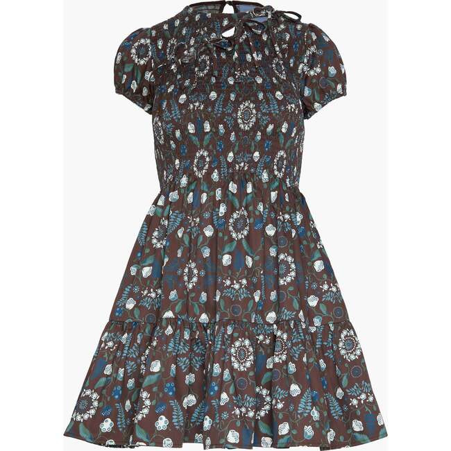 Hill House Home | The Gia Mini Nap Dress, Chocolate Swedish Floral (Brown, Size Medium) | Maisonette | Maisonette