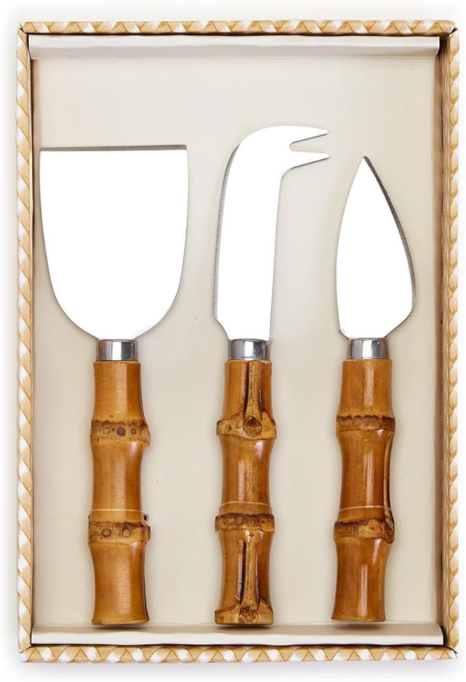 Two's Company Set of 3 Natural Bamboo Handle Cheese Knives in Gift Box | Amazon (US)