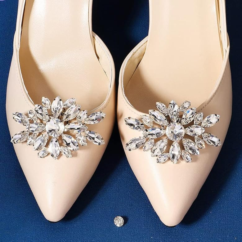 Chargances Fashion Rhinestones Crystal Flower Shoe Clips 2 Pcs Decorative Shoes Dress Hat Accesso... | Amazon (US)