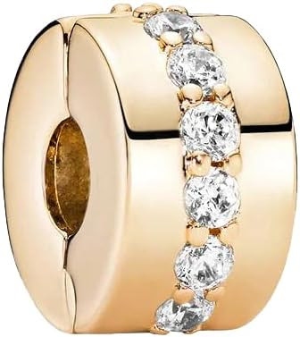 PANDORA Timeless Charm clip Rangée scintillante en or avec zircones cubiques transparentes | Amazon (FR)