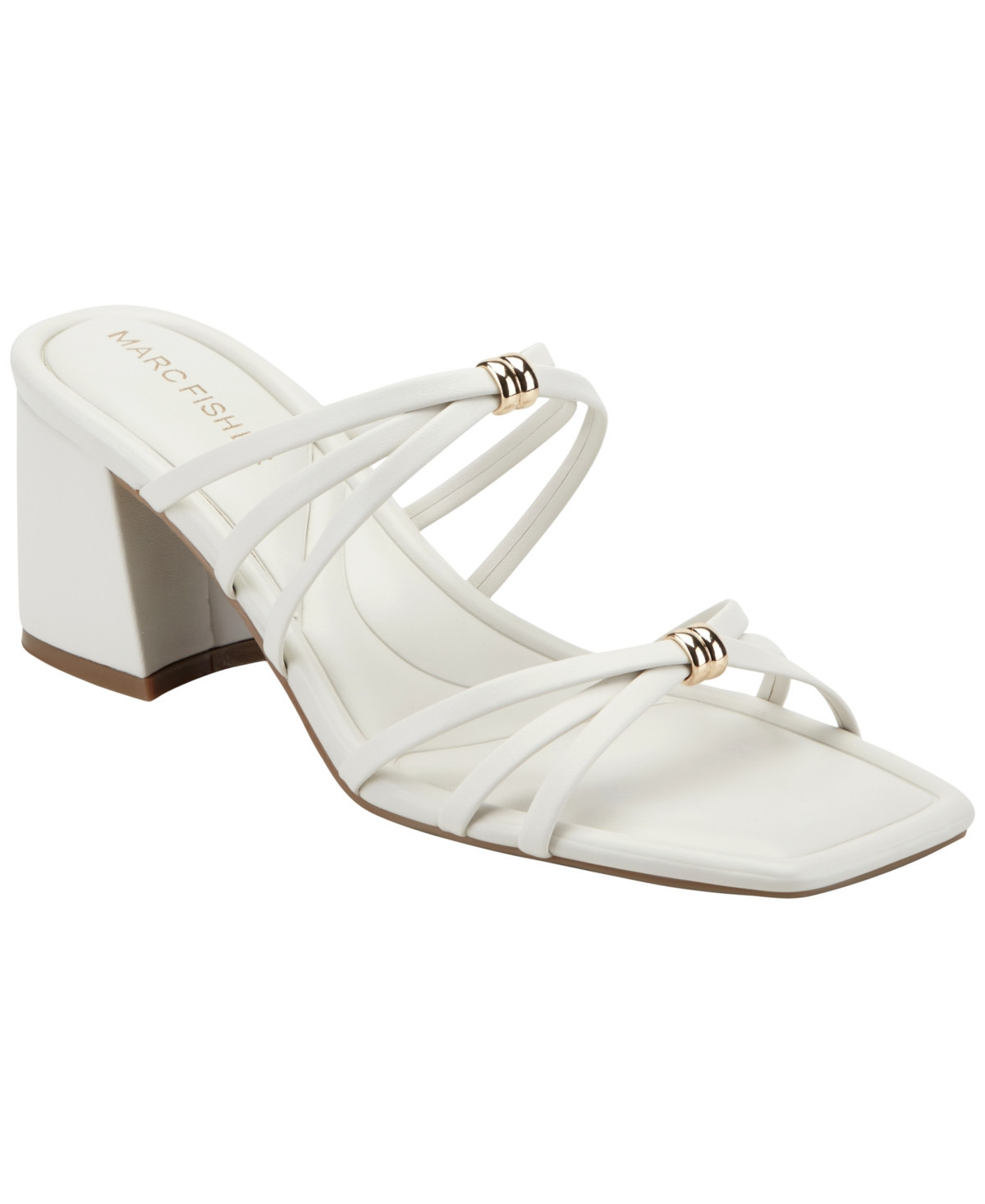 Marc Fisher Women's Gabber Strappy Block Heel Dress Sandals - White | Macy's