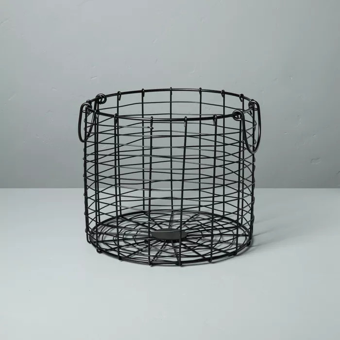 Round Wire Storage Basket with Handles Black - Hearth & Hand™ with Magnolia | Target