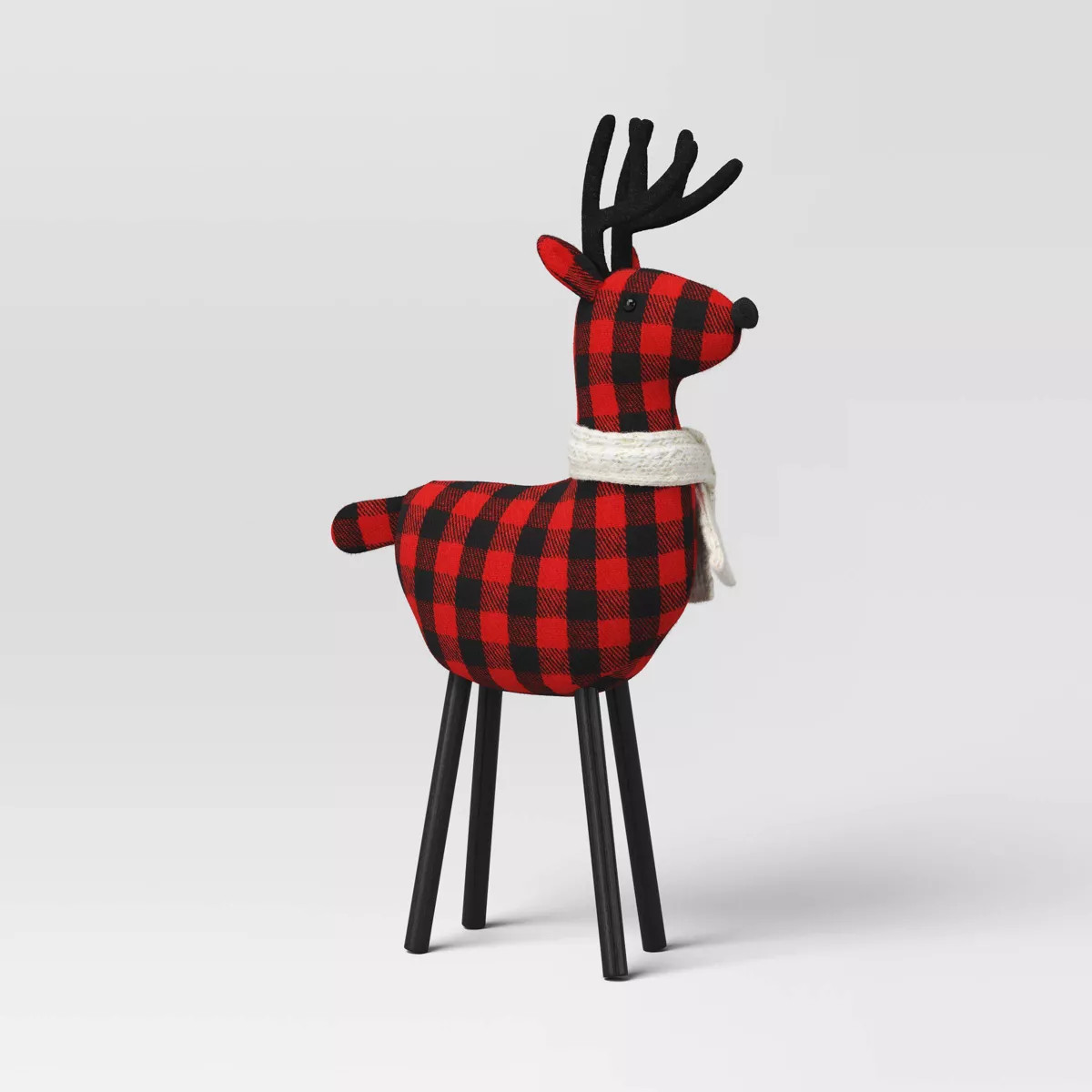 10.25" Buffalo Plaid Fabric Reindeer Animal Christmas Figurine - Wondershop™ Red/Black | Target