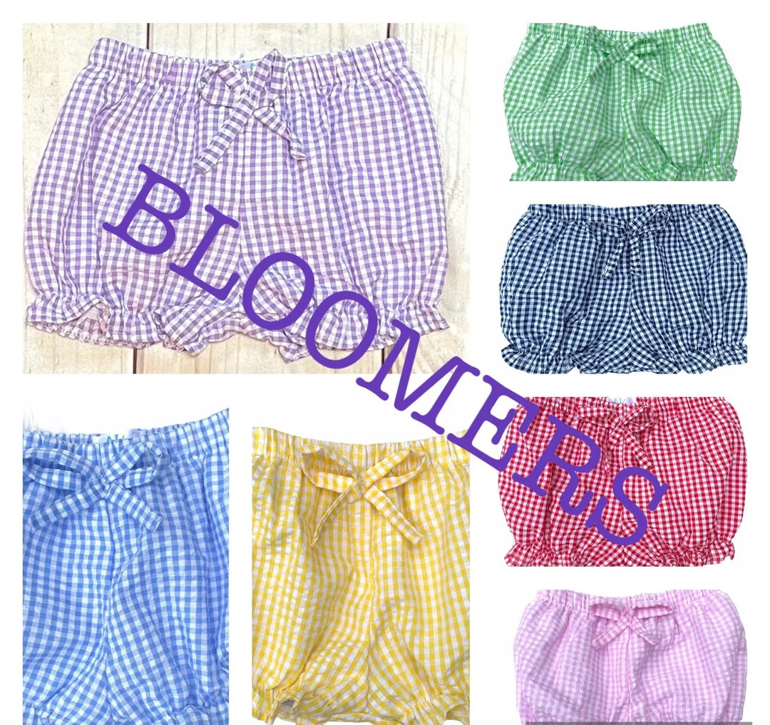 Gingham Fully Lined Bloomers with Bow 3m, 6m, 9m, 12m, 18m, 2t, 3t, 4t, 5t! | Etsy (US)
