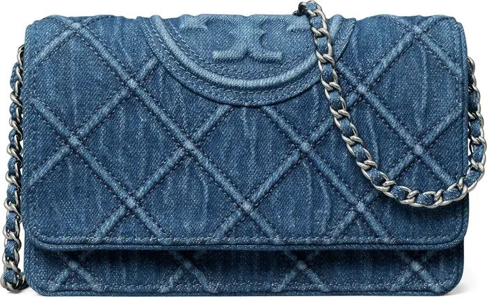 Tory Burch Fleming Soft Denim Wallet on a Chain | Nordstrom | Nordstrom