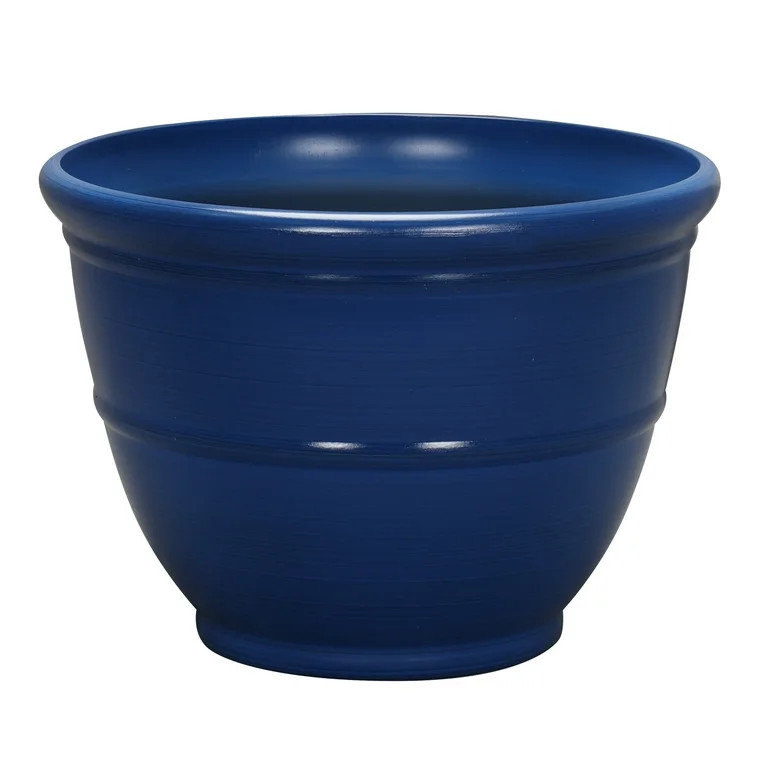 Mainstays Ferenza Blue Recycled Resin Planter, 14in L x 14in W x 10in H | Walmart (US)