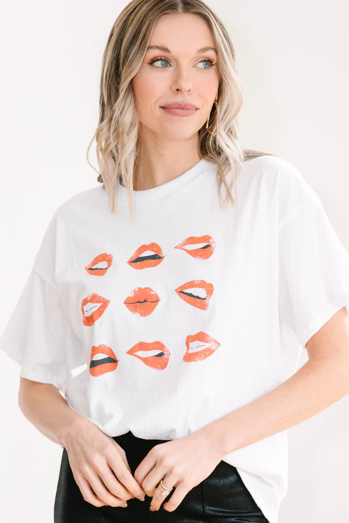 All The Kisses White Graphic Tee | The Mint Julep Boutique