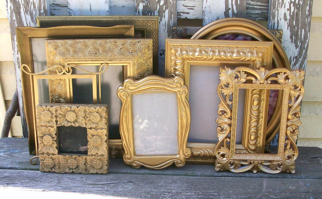 Set of 10 Shabby Chic Ornate Shades of Gold Picture Frames for Gallery Wall, Wedding Decor Shower... | Etsy (US)