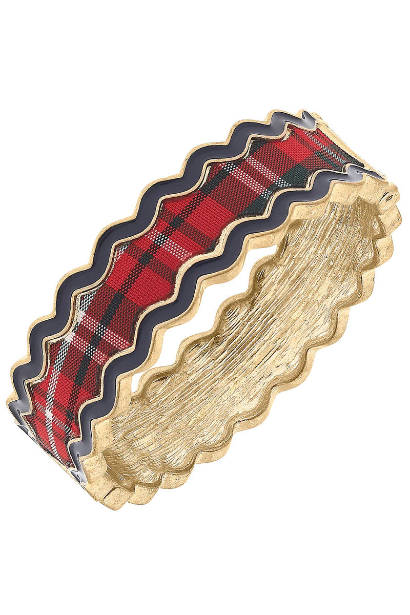 Annalise Statement Hinge Bangle in Tartan | CANVAS