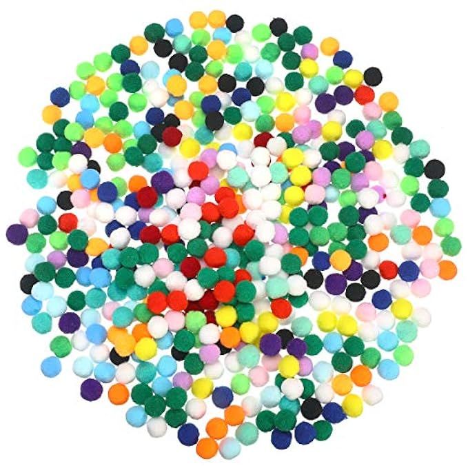 Hekoy 500 Piece 0.59 Inch Craft Pom Poms Balls Fuzzy Christmas Pompoms Multicolor Elastic Puff Balls | Amazon (US)
