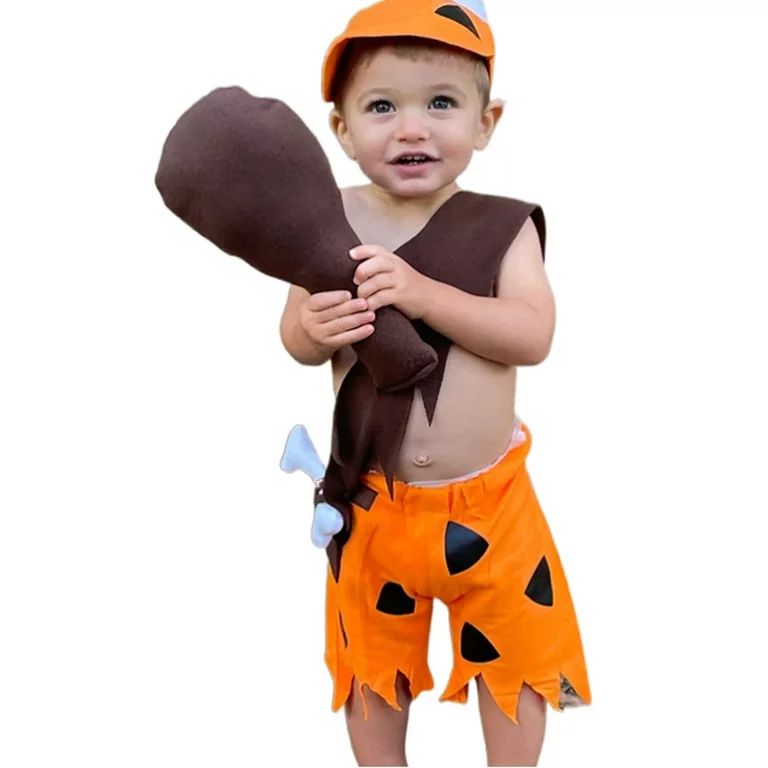 Peyakidsaa Halloween Cosplay Costume Toddler Boy Girls 2Pcs Jumpsuit Caveman Stick Sets | Walmart (US)