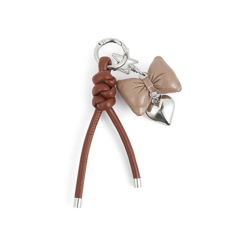 elegant leather bow keychain for women,stylish car keychain and bag charm,perfect purse accessori... | Amazon (US)