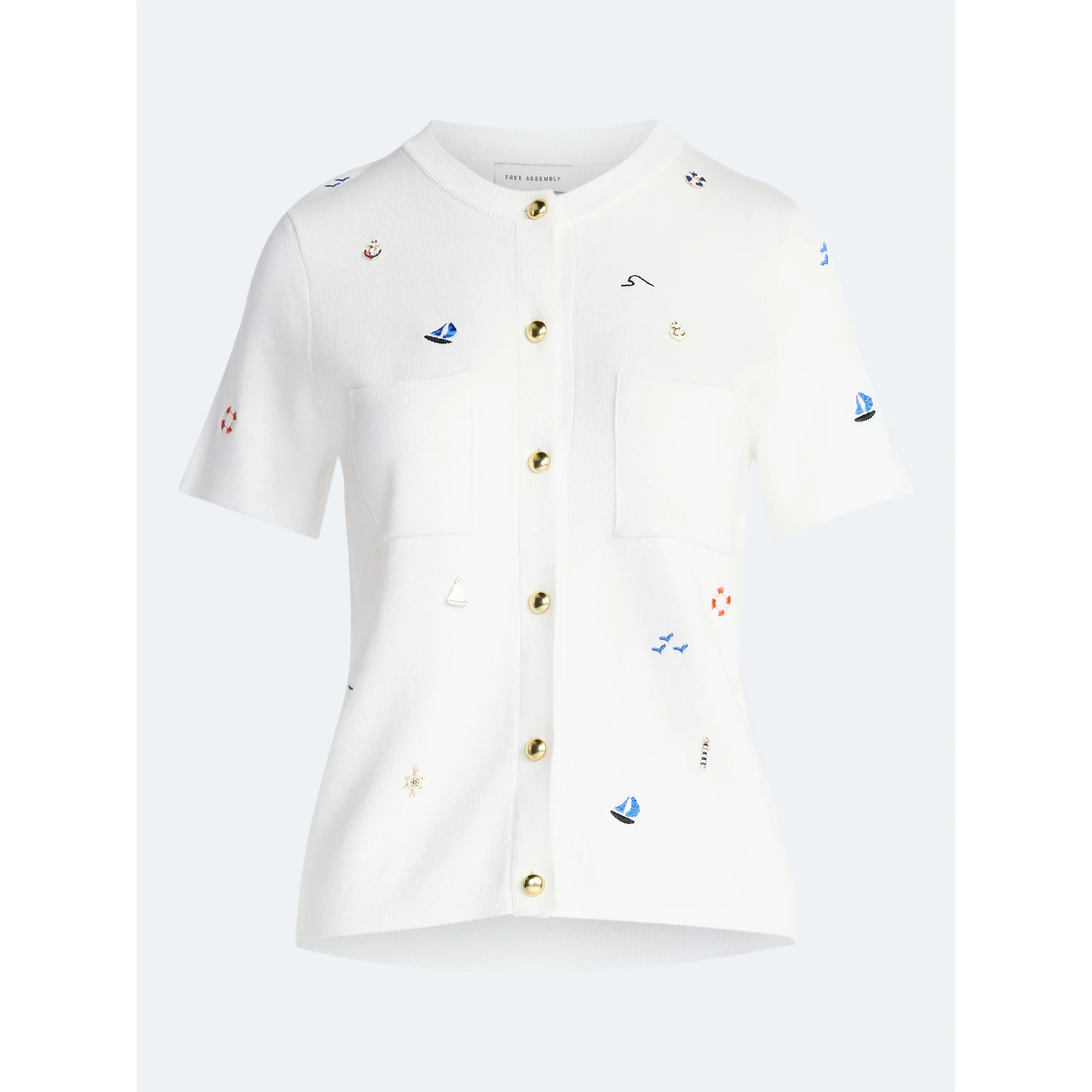 Free Assembly Women's and Women's Plus Embroidered Cardigan Sweater with Short Sleeves, Sizes XS-... | Walmart (US)