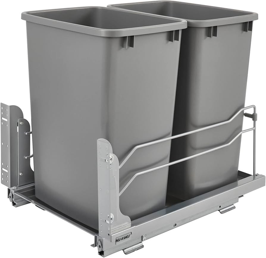 Rev-A-Shelf Double Pull-Out Trash Can for Under Kitchen Cabinets 35 Quart 8.75 Gallon with Soft-C... | Amazon (US)