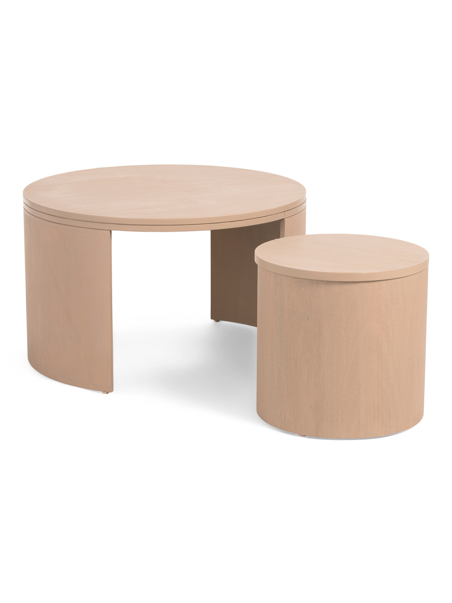 2pc Cyrus Rounded Storage Coffee Table And Nesting Storage Stool Set | TJ Maxx