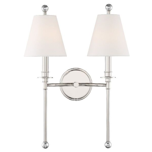 Riverdale Polished Nickel 15-Inch Two-Light Wall Sconce | Bellacor