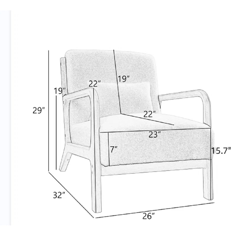 Sand & Stable™ Hertford 26" Wide Upholstered Linen Blend Accent Chair with Wooden Legs and One ... | Wayfair North America